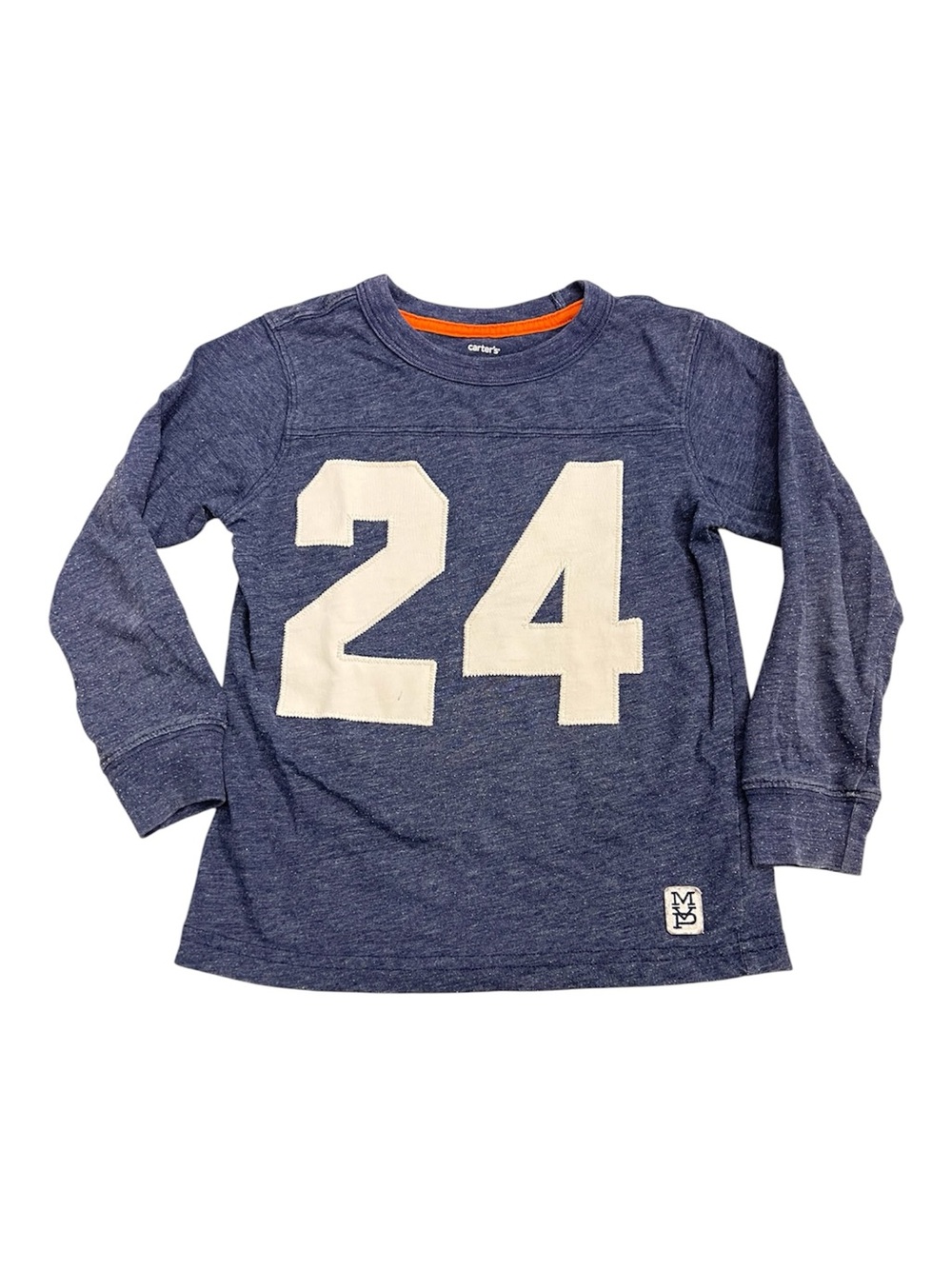 Carter's Navy '24' Football style Long Sleeve Tee 4T